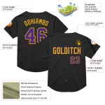 Maillot de baseball authentique personnalisé en maille violet-or, noir Maillot de baseball authentique personnalisé en maille violet-or, noir