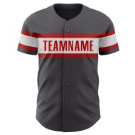Maillot de baseball authentique blanc-rouge acier personnalisé gris Maillot de baseball authentique blanc-rouge acier personnalisé gris