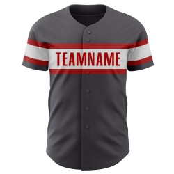 Maillot de baseball authentique blanc-rouge acier personnalisé gris Maillot de baseball authentique blanc-rouge acier personnalisé gris