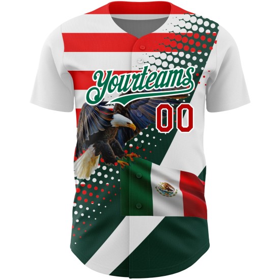 Maillot de baseball 3D authentique Red-Kelly du Mexique, vert, personnalisé, blanc Maillot de baseball 3D authentique Red-Kelly du Mexique, vert, personnalisé, blanc