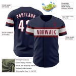 Maillot de baseball bleu marine authentique, personnalisé, blanc et cramoisi Maillot de baseball bleu marine authentique, personnalisé, blanc et cramoisi