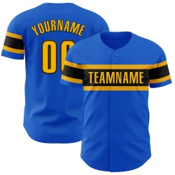 Maillot de baseball authentique Blue Custom Thunder, or et noir
