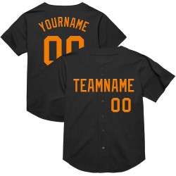 Maillot de baseball personnalisé authentique en maille orange rétro Bay Baseball noir