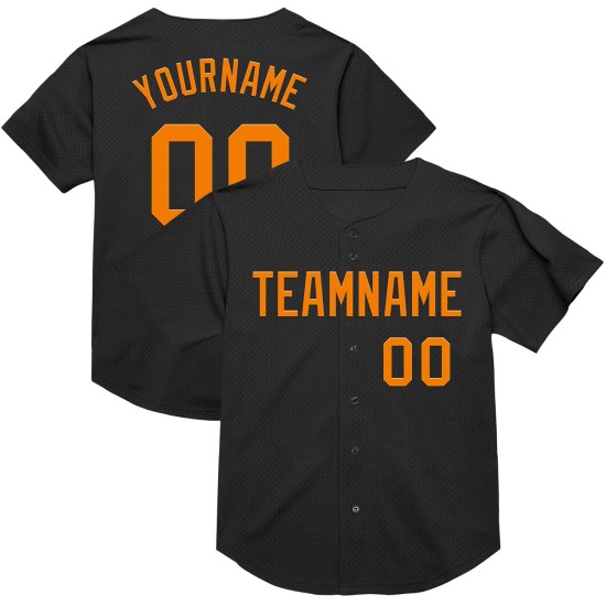 Maillot de baseball personnalisé authentique en maille orange rétro Bay Baseball noir Maillot de baseball personnalisé authentique en maille orange rétro Bay Baseball noir