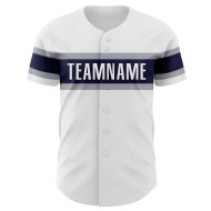 Maillot de baseball authentique personnalisé bleu marine et gris Maillot de baseball authentique personnalisé bleu marine et gris