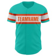 Maillot de baseball Aqua blanc-orange authentique personnalisé Maillot de baseball Aqua blanc-orange authentique personnalisé