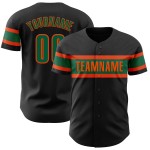 Maillot de baseball noir authentique vert-orange personnalisé Kelly Maillot de baseball noir authentique vert-orange personnalisé Kelly