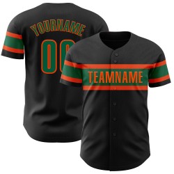 Maillot de baseball noir authentique vert-orange personnalisé Kelly
