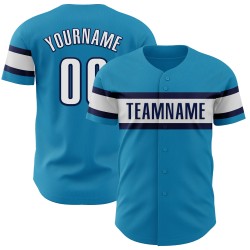 Maillot de baseball authentique des Panthers blanc et bleu marine, personnalisé, bleu