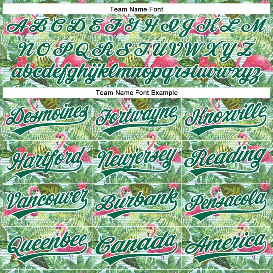 Motif Flamingo Kelly Blanc et Design Hawaii Baseball Feuilles Vertes Authentique Jersey Palm Animal Personnalisé 3D Motif Flamingo Kelly Blanc et Design Hawaii Baseball Feuilles Vertes Authentique Jersey Palm Animal Personnalisé 3D