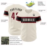 Maillot de baseball crème personnalisé cramoisi-noir authentique