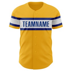 Maillot de baseball personnalisé Royal-White Gold authentique