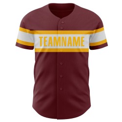 Maillot de baseball bordeaux blanc-or authentique personnalisé