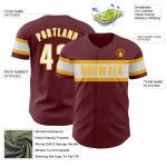 Maillot de baseball bordeaux blanc-or authentique personnalisé Maillot de baseball bordeaux blanc-or authentique personnalisé