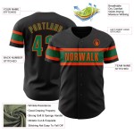 Maillot de baseball noir authentique vert-orange personnalisé Kelly Maillot de baseball noir authentique vert-orange personnalisé Kelly
