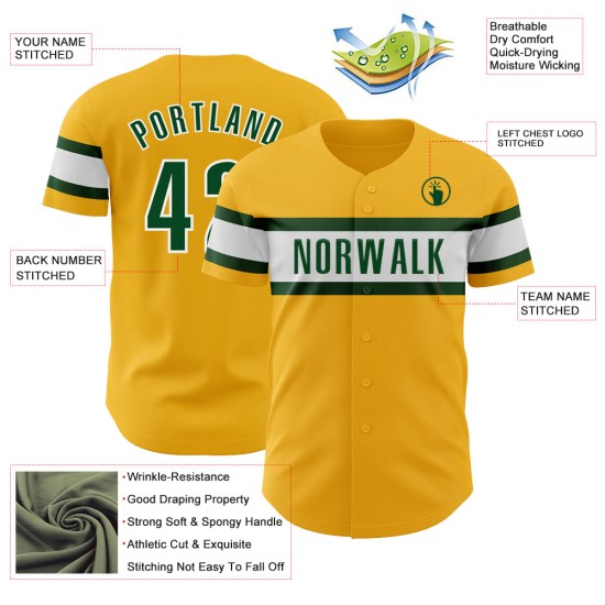 Maillot de baseball personnalisé authentique vert et blanc Maillot de baseball personnalisé authentique vert et blanc