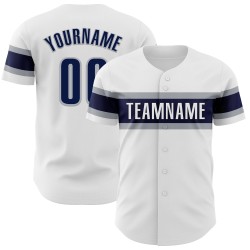 Maillot de baseball authentique personnalisé bleu marine et gris