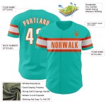 Maillot de baseball Aqua blanc-orange authentique personnalisé Maillot de baseball Aqua blanc-orange authentique personnalisé