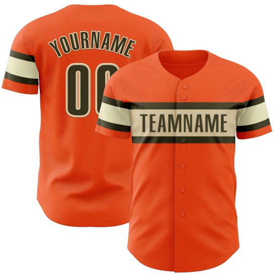 Maillot de baseball orange personnalisé olive-crème authentique Maillot de baseball orange personnalisé olive-crème authentique