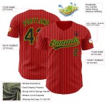 Maillot de baseball authentique vert, noir et gris à rayures fluo, rouge personnalisé Maillot de baseball authentique vert, noir et gris à rayures fluo, rouge personnalisé