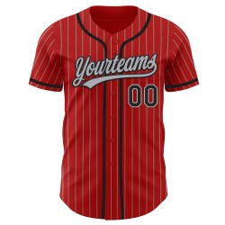 Maillot de baseball authentique à rayures grises et rouges, noir