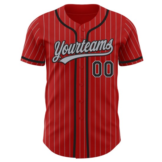 Maillot de baseball authentique à rayures grises et rouges, noir Maillot de baseball authentique à rayures grises et rouges, noir