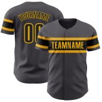 Maillot de baseball gris personnalisé noir-or acier authentique Maillot de baseball gris personnalisé noir-or acier authentique
