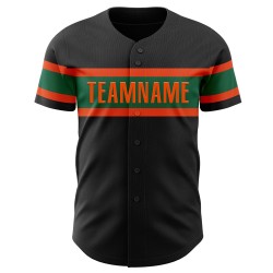 Maillot de baseball noir authentique vert-orange personnalisé Kelly