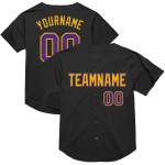 Maillot de baseball authentique personnalisé en maille violet-or, noir Maillot de baseball authentique personnalisé en maille violet-or, noir
