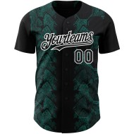 Maillot de baseball personnalisé 3D motif animal authentique, vert et blanc, motif serpent, noir minuit Maillot de baseball personnalisé 3D motif animal authentique, vert et blanc, motif serpent, noir minuit