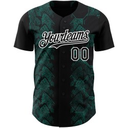 Maillot de baseball personnalisé 3D motif animal authentique, vert et blanc, motif serpent, noir minuit Maillot de baseball personnalisé 3D motif animal authentique, vert et blanc, motif serpent, noir minuit