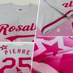 Maillot de baseball personnalisé à motif étoile, style authentique, rose scintillant, dégradé 3D, blanc Maillot de baseball personnalisé à motif étoile, style authentique, rose scintillant, dégradé 3D, blanc