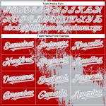 Maillot de baseball abstrait motif authentique personnalisé 3D rouge-blanc gris Maillot de baseball abstrait motif authentique personnalisé 3D rouge-blanc gris