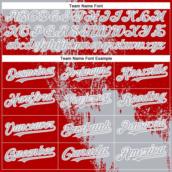 Maillot de baseball abstrait motif authentique personnalisé 3D rouge-blanc gris Maillot de baseball abstrait motif authentique personnalisé 3D rouge-blanc gris