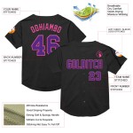 Maillot de baseball violet-rose personnalisé, authentique, en maille noire Maillot de baseball violet-rose personnalisé, authentique, en maille noire