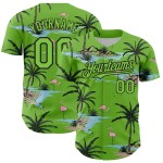 Maillot de baseball 3D motif tropical authentique avec arbres verts et néon, palmiers hawaïens noirs Maillot de baseball 3D motif tropical authentique avec arbres verts et néon, palmiers hawaïens noirs