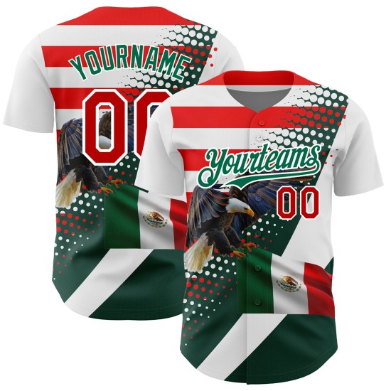 Maillot de baseball 3D authentique Red-Kelly du Mexique, vert, personnalisé, blanc Maillot de baseball 3D authentique Red-Kelly du Mexique, vert, personnalisé, blanc