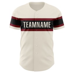 Maillot de baseball crème personnalisé cramoisi-noir authentique