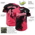 Motif de baseball noir et blanc authentique, motif personnalisé rose néon 3D, pinceau abstrait Motif de baseball noir et blanc authentique, motif personnalisé rose néon 3D, pinceau abstrait