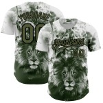Maillot de baseball 3D motif animal lion blanc personnalisé authentique olive-noir Maillot de baseball 3D motif animal lion blanc personnalisé authentique olive-noir