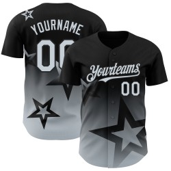 Maillot de baseball personnalisé Star Twinkle 3D, motif dégradé, noir, argent