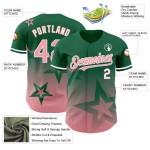 Maillot de baseball Twinkle authentique, design personnalisé, dégradé vert 3D Kelly, rose et blanc, motif étoile moyen Maillot de baseball Twinkle authentique, design personnalisé, dégradé vert 3D Kelly, rose et blanc, motif étoile moyen
