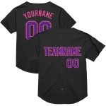 Maillot de baseball violet-rose personnalisé, authentique, en maille noire Maillot de baseball violet-rose personnalisé, authentique, en maille noire