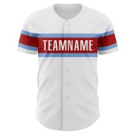 Maillot de baseball authentique personnalisé bleu, rouge et blanc clair Maillot de baseball authentique personnalisé bleu, rouge et blanc clair