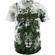 Maillot de baseball 3D motif animal lion blanc personnalisé authentique olive-noir Maillot de baseball 3D motif animal lion blanc personnalisé authentique olive-noir