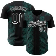 Maillot de baseball personnalisé 3D motif animal authentique, vert et blanc, motif serpent, noir minuit