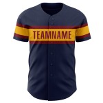 Maillot de baseball authentique personnalisé cramoisi-or bleu marine Maillot de baseball authentique personnalisé cramoisi-or bleu marine