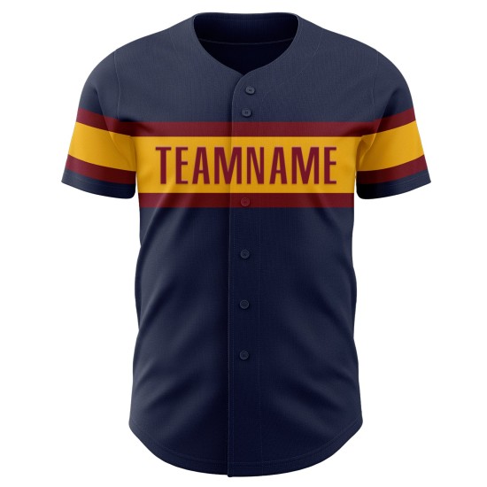 Maillot de baseball authentique personnalisé cramoisi-or bleu marine Maillot de baseball authentique personnalisé cramoisi-or bleu marine