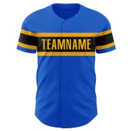 Maillot de baseball authentique Blue Custom Thunder, or et noir Maillot de baseball authentique Blue Custom Thunder, or et noir