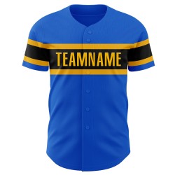 Maillot de baseball authentique Blue Custom Thunder, or et noir Maillot de baseball authentique Blue Custom Thunder, or et noir